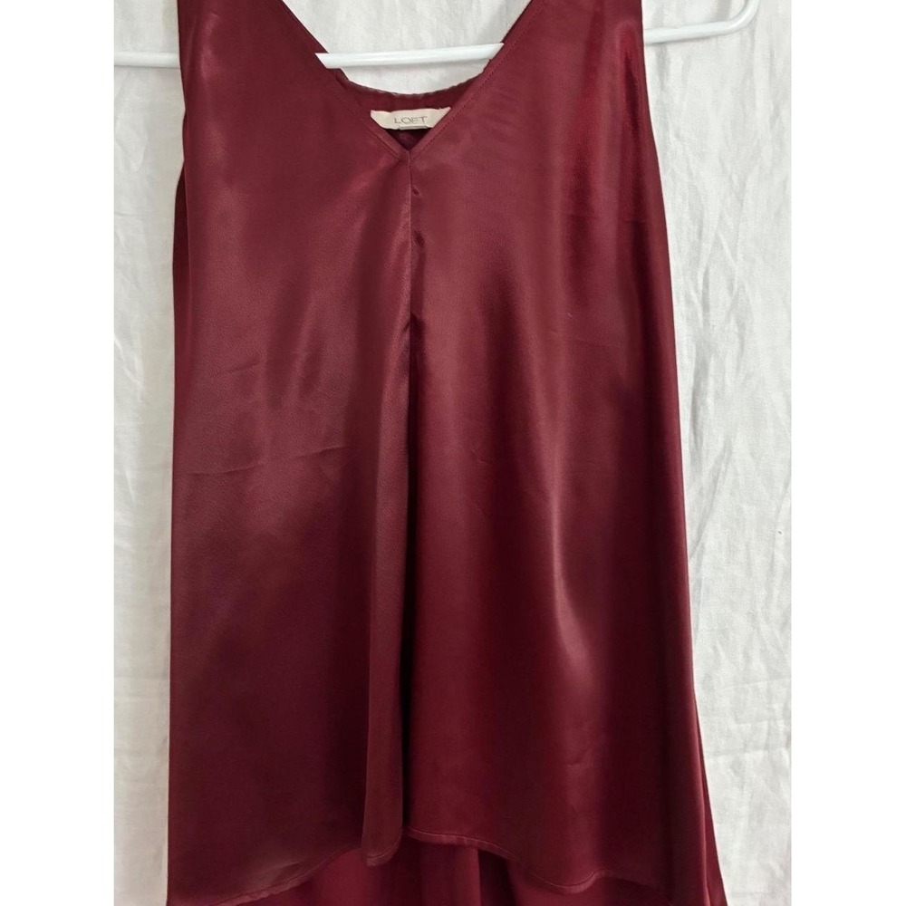 Loft Camisole Women Large Burgundy Satin High-Low V-Neck Crossover Back Top
